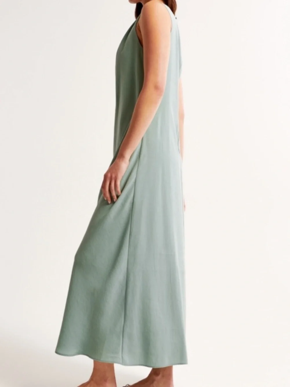 Abercrombie & Fitch Sleeveless Sage Green Maxi Dress